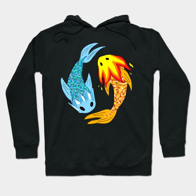 Fire and Ice Fish Hoodie by GhostDragonDesigns